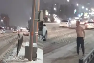 Раздетый мужчина ловил новогоднее такси в центре Нур-Султана