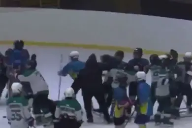 В массовой драке юных хоккеистов неожиданно принял участие тренер
