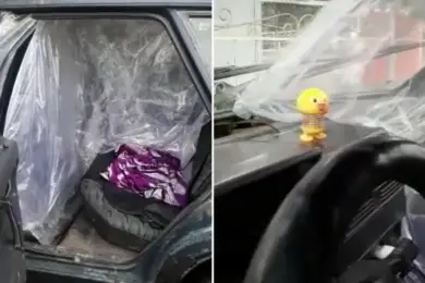 Дикая эпоха COVID-19. Таксист-изобретатель защищал себя пленкой от клиентов