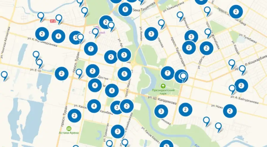 Карта объектов повышенного внимания COVID-19